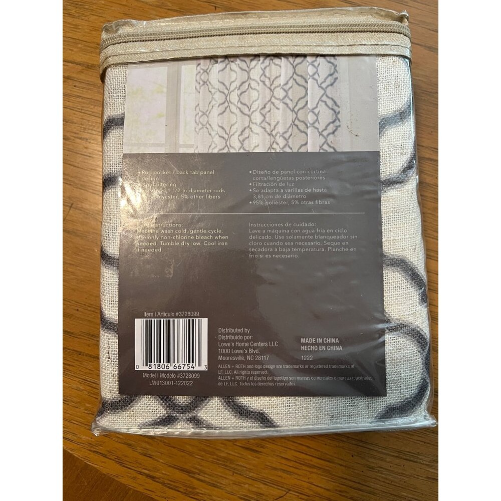 Allen + Roth Gray Rod Pocket & Back Tab Panel Curtain 50x84 Inch Light Filtering - Picture 2 of 4